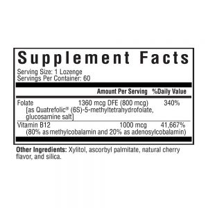 Folate B12 MTHFR supplement facts